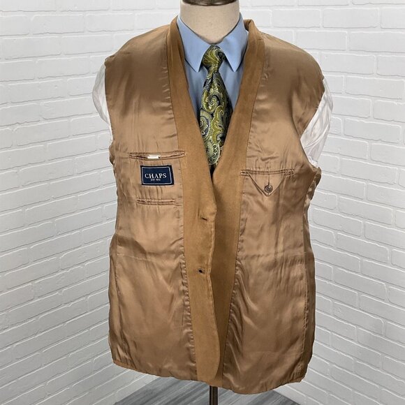 Chaps Blazer Men 42R Tan Camel Microfiber Soft Faux Suede Classic Career Jacket - Picture 7 of 16